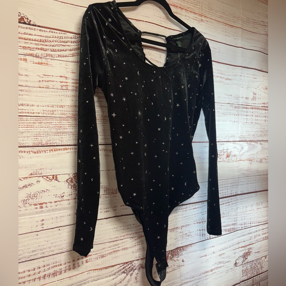 Velvet Longsleeve Thong Bodysuit